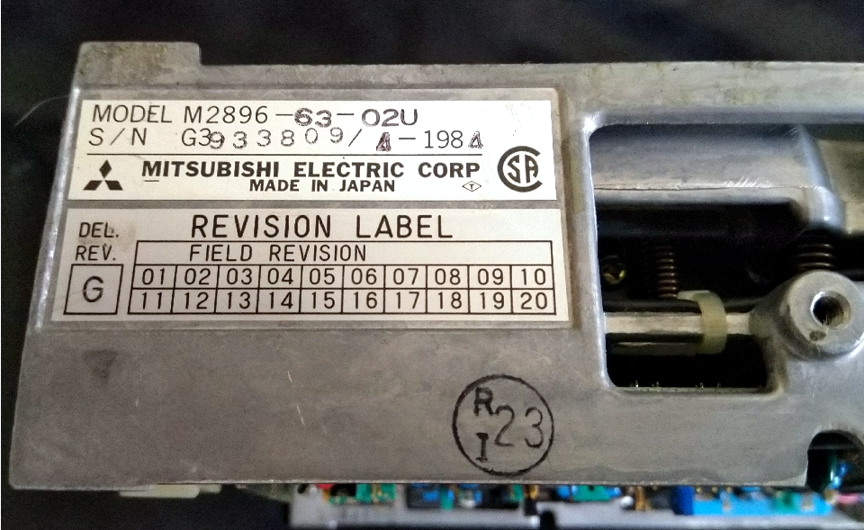 Mitsubishi M2896-63 8inch floppy drive serial number